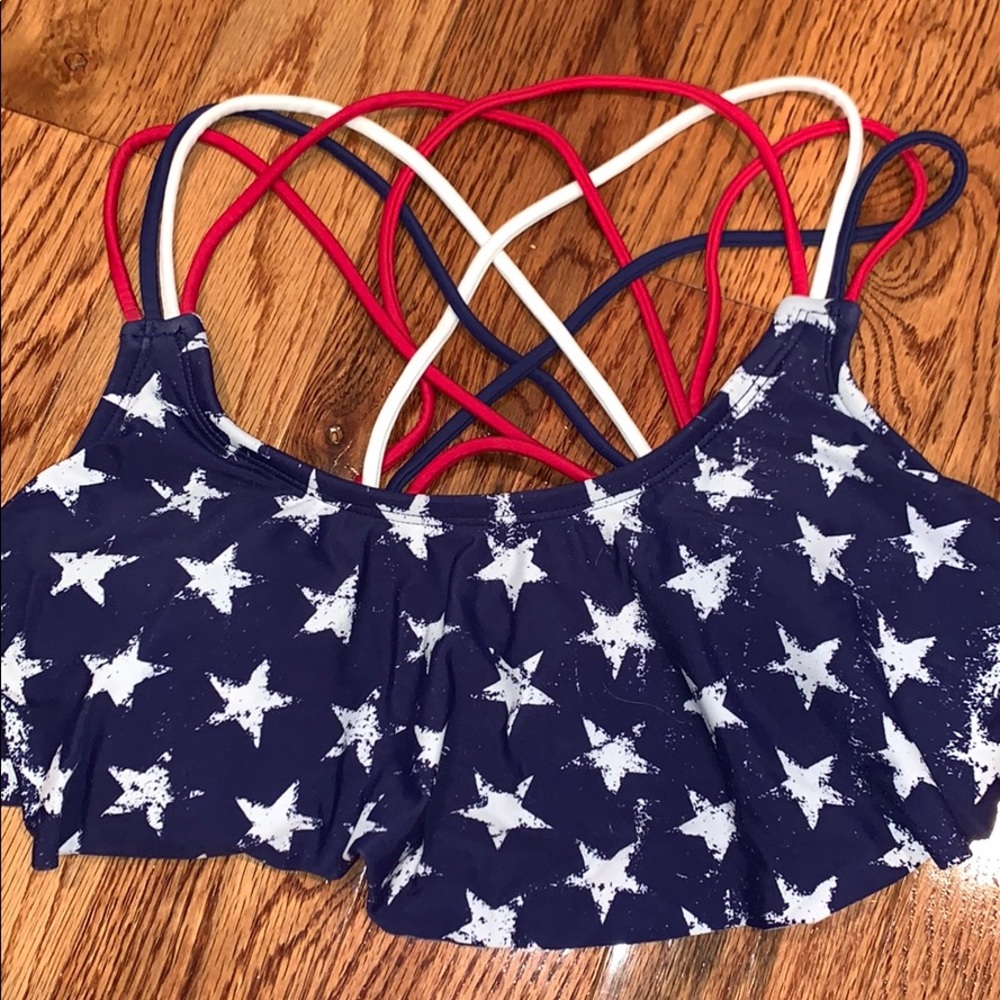 American Flag Strappy Bikini Top